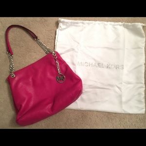 Michael Kors genuine leather pink tote bag
